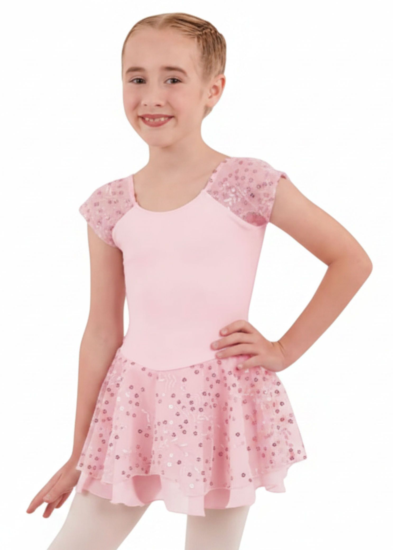 Cap Sleeve Dress Pink front view