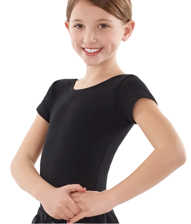 Cap Sleeve Leotard Black front view