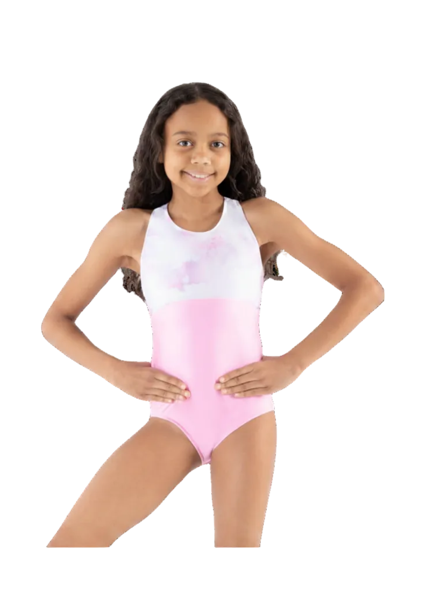 Star Swirl Leotard Galaxy Medium Pink front view