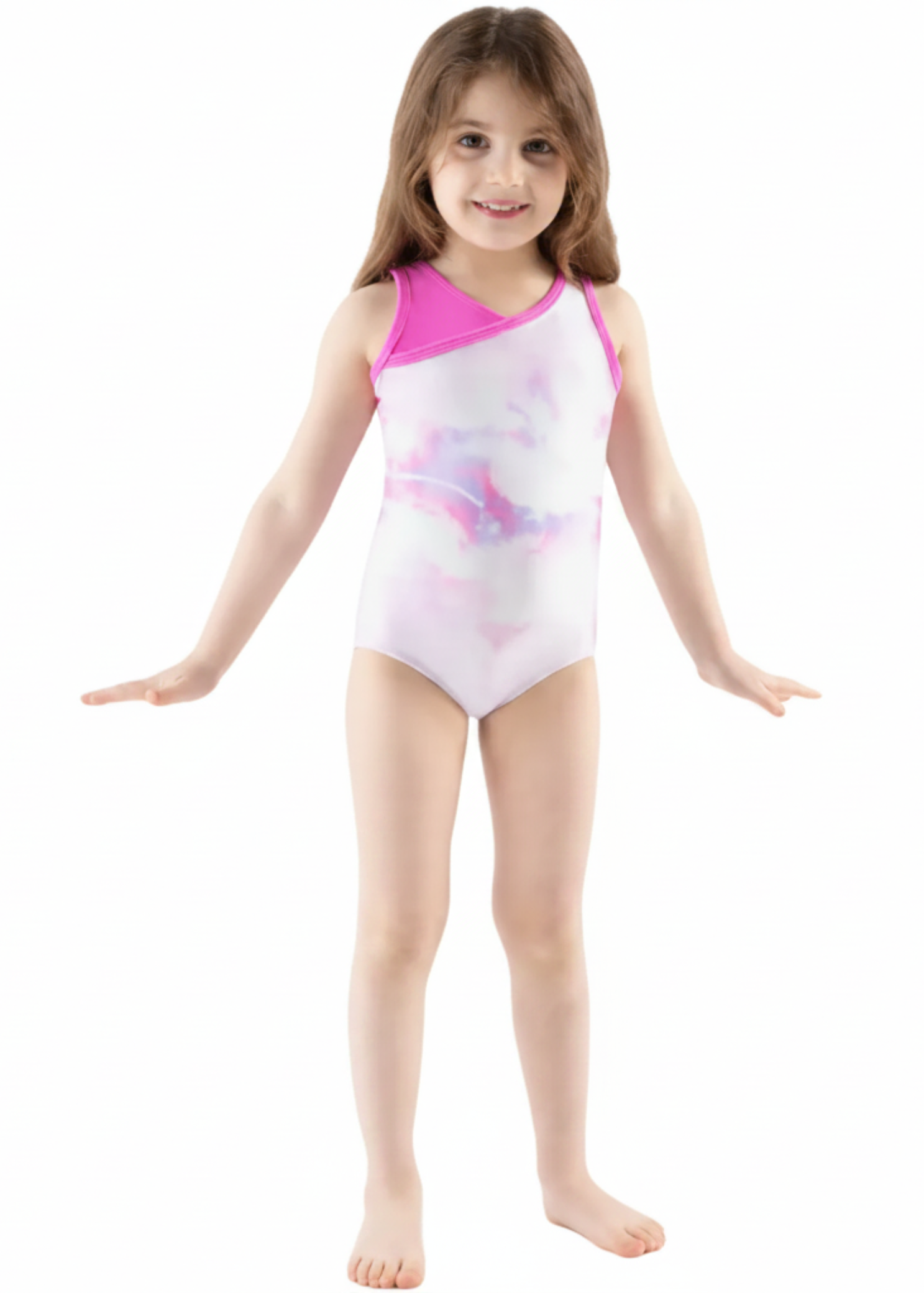 Rainbow Pop Leotard Galaxy Neon Pink front view