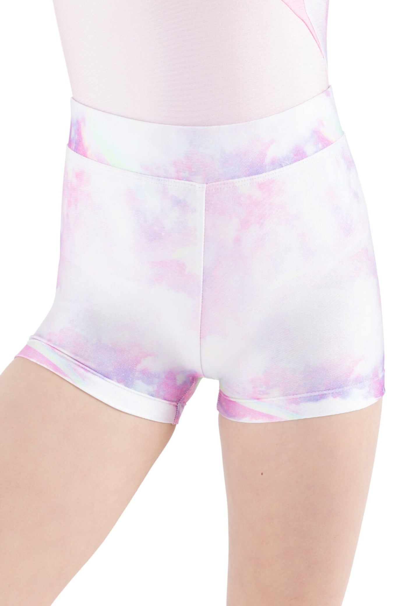 Good Vibes Shorts Galaxy Rainbow Sparkle front view