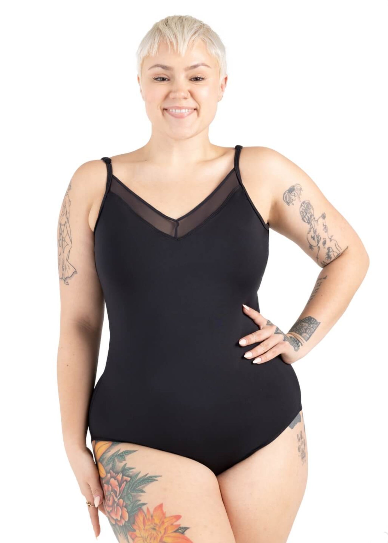 Reminiscent Leotard Black front view