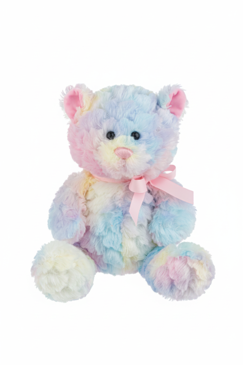 12" Sugar Swirl Bear Rainbow front view
