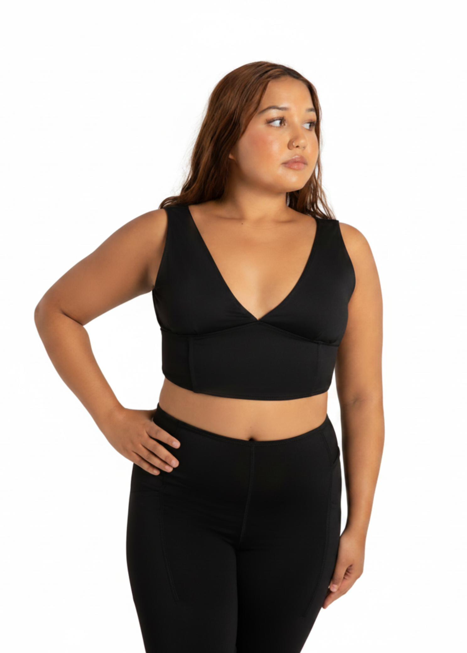 Goddess Sculpt Bra Tank Black front view