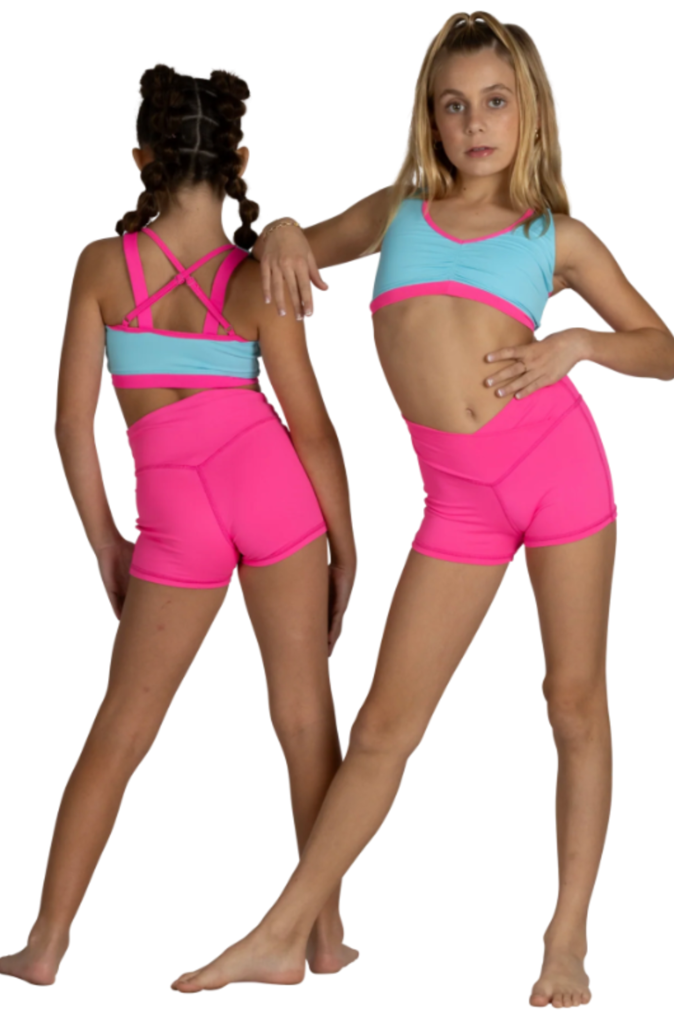 Criss Cross Top Bubblegum Pop front & back view