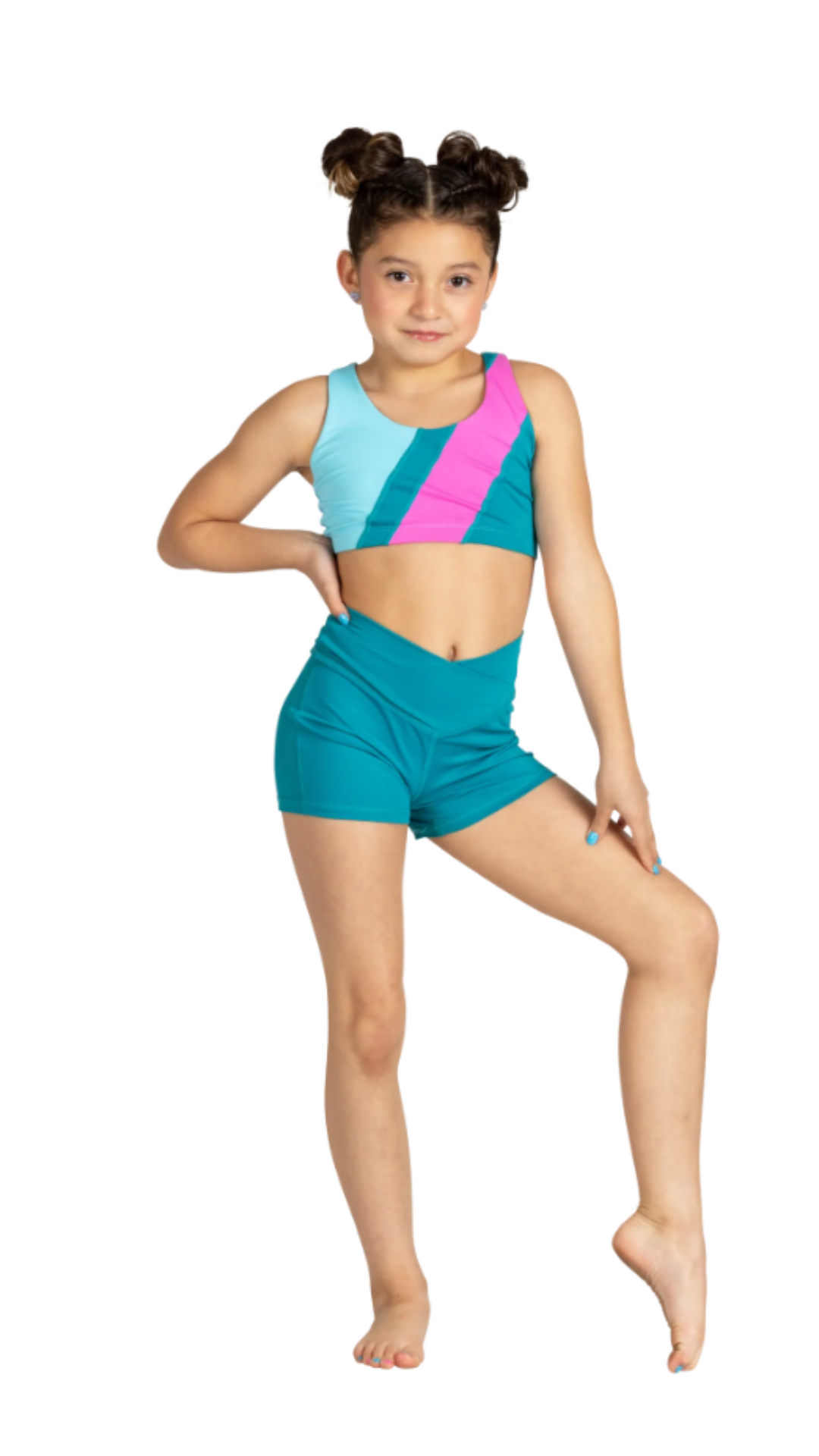 Fiesta Flare Top Blueberry Sorbet & V-Cation Short Dark Teal front view