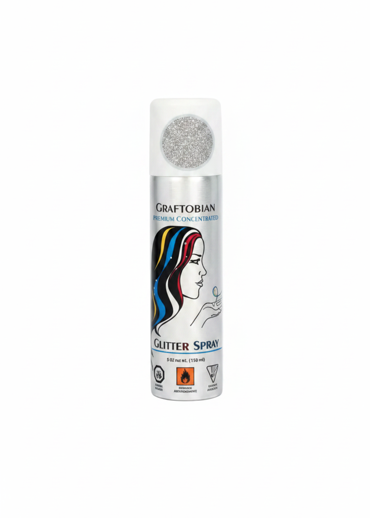 Glitter Hair and Body Spray Silver front view
