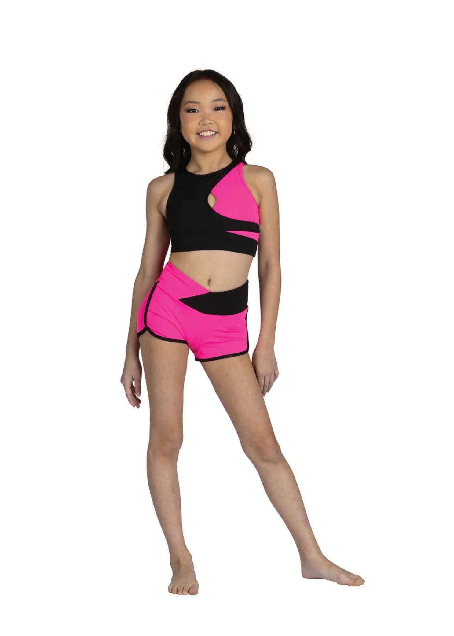Lily Short Black/Neon Pink front view