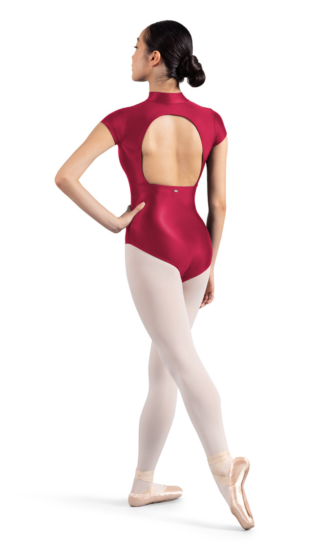 Zip Front Sleeve Leotard Raspberry back view