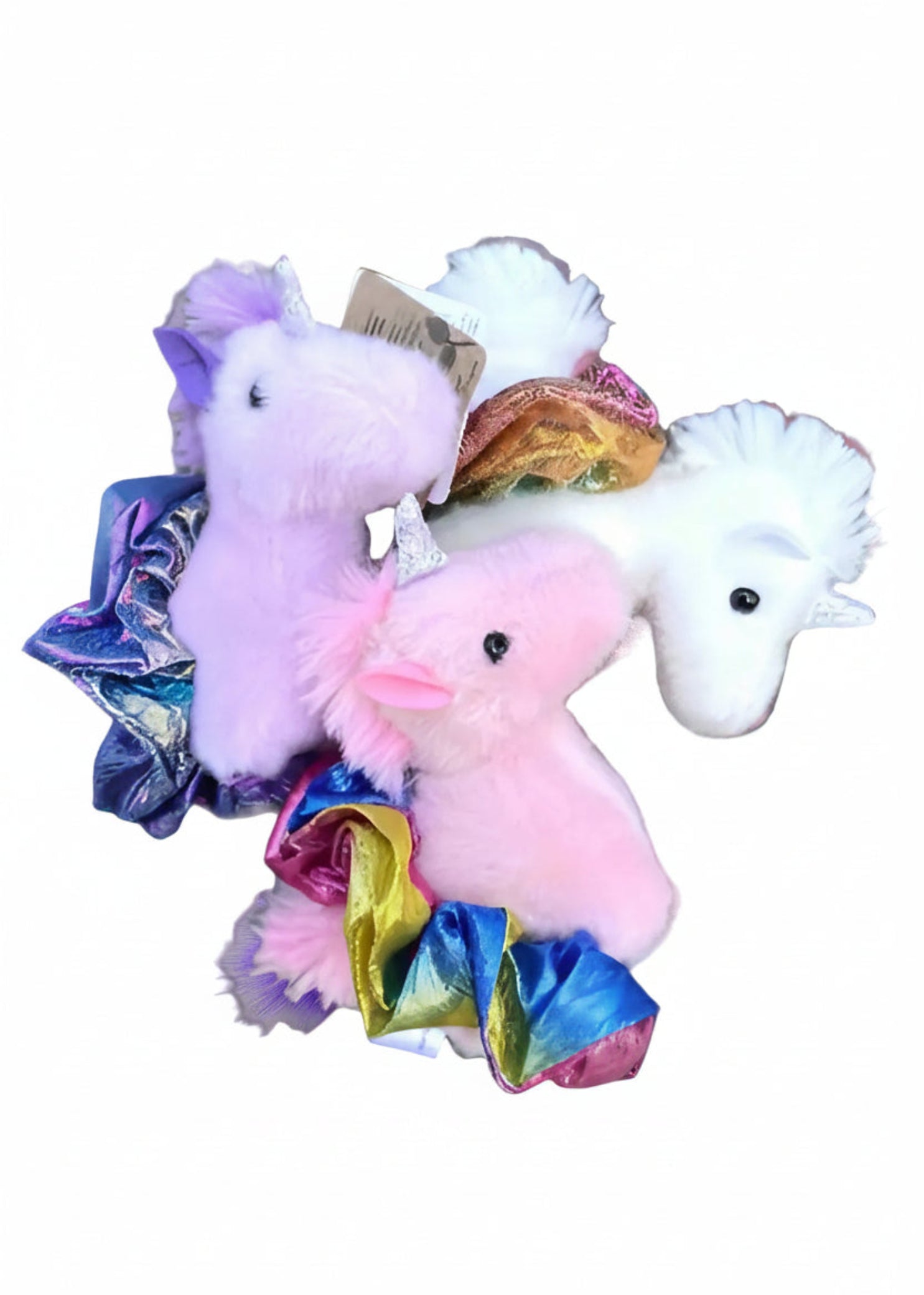 Purple, Pink, White, soft unicorn plush with pastel tutu and delicate whimsical details