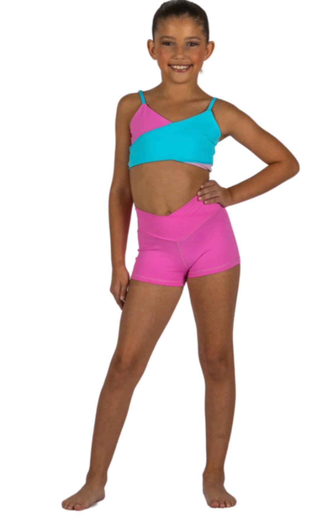 Slice & Dice Top Cotton Candy & V-Cation Short Pink Pop front view