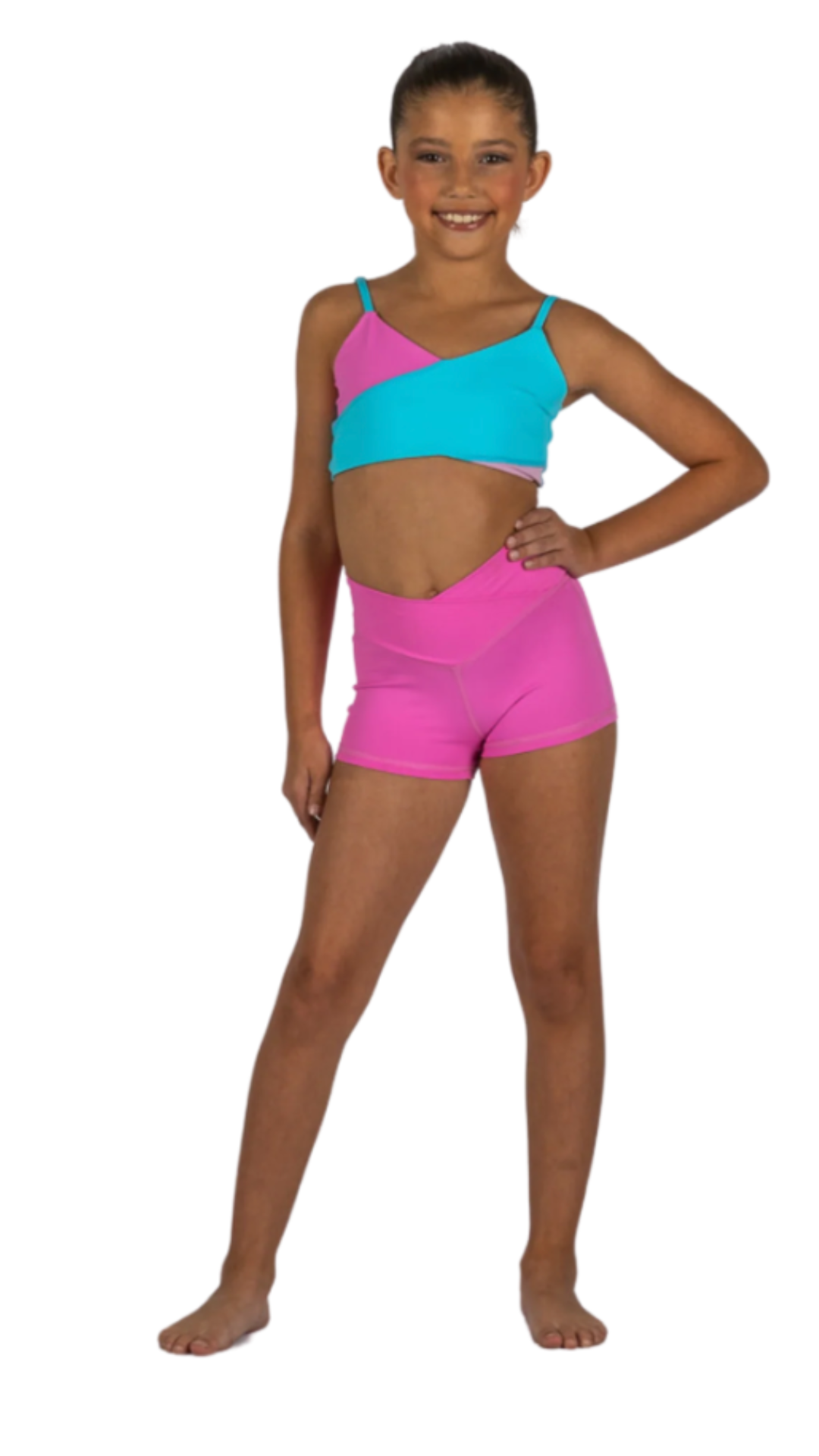 Slice & Dice Top Cotton Candy & V-Cation Short Pink Pop front view