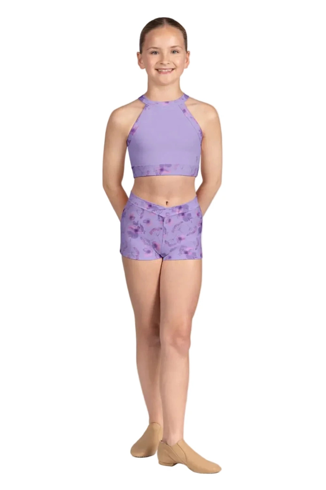 High Neck Crop Top Lilac front view