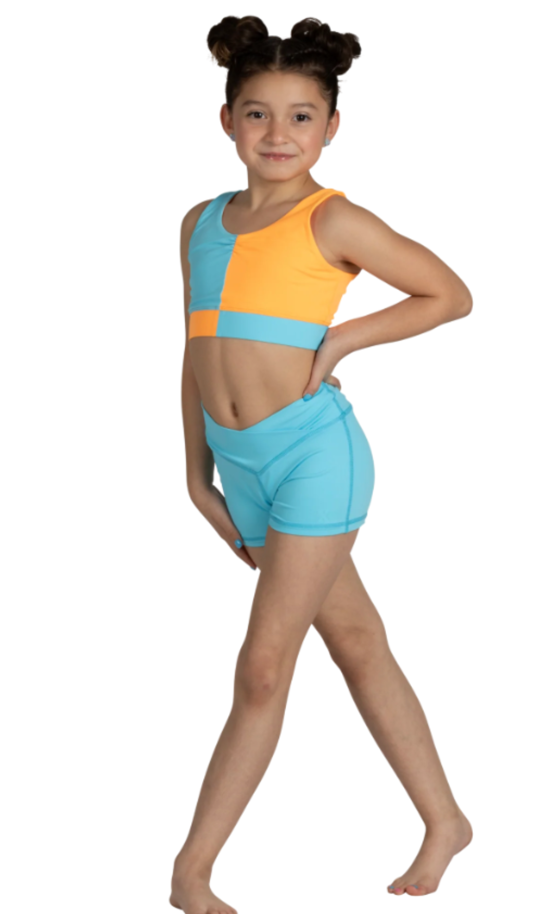 Block Party Top Sunset Splash & V-Cation Short Pro Blue front view