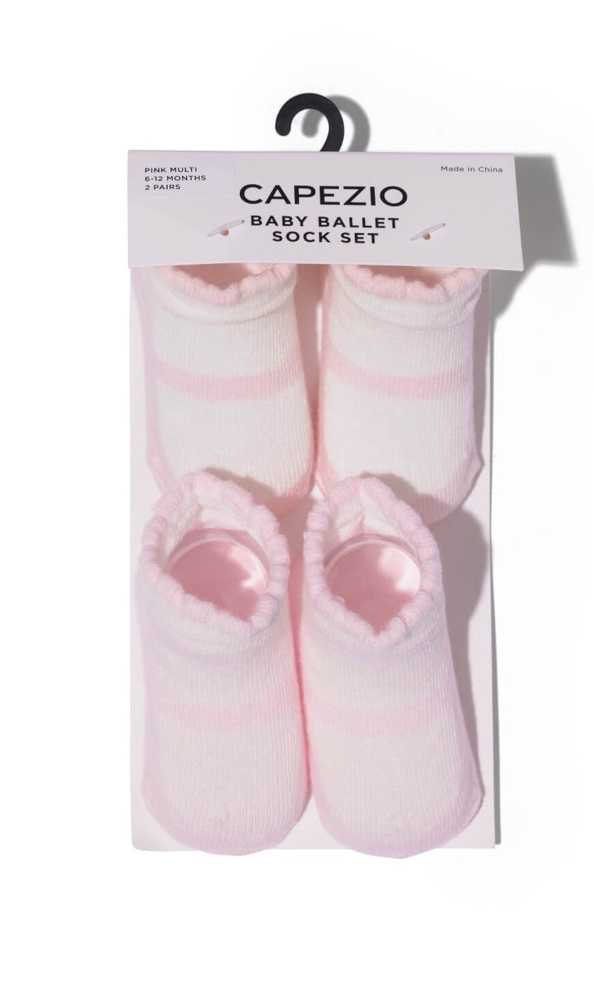 Baby Ballet Sock Pink White front view