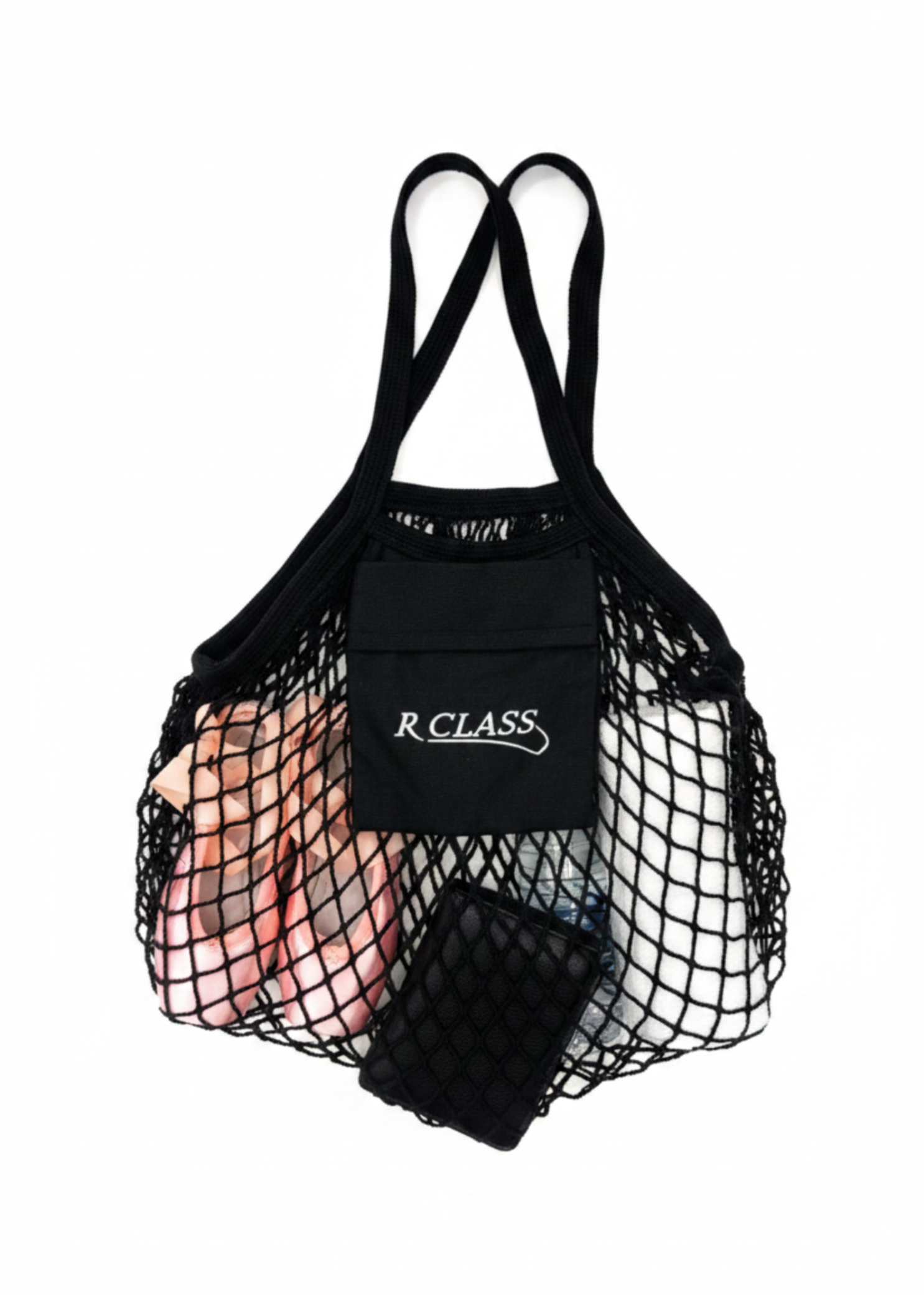 Black Beige Mesh Pointe Shoe Bag
