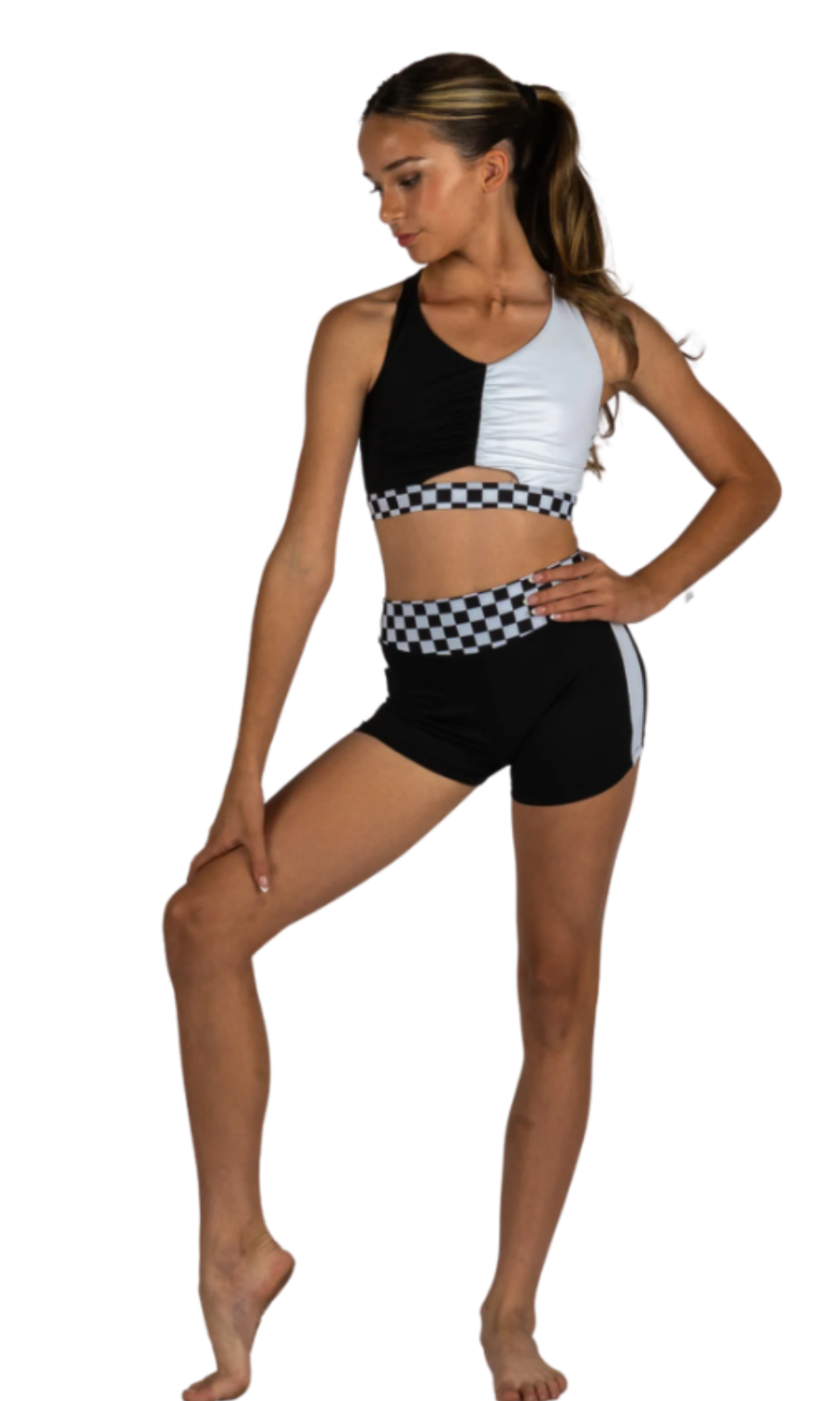 Double Trouble Top Black & White front view