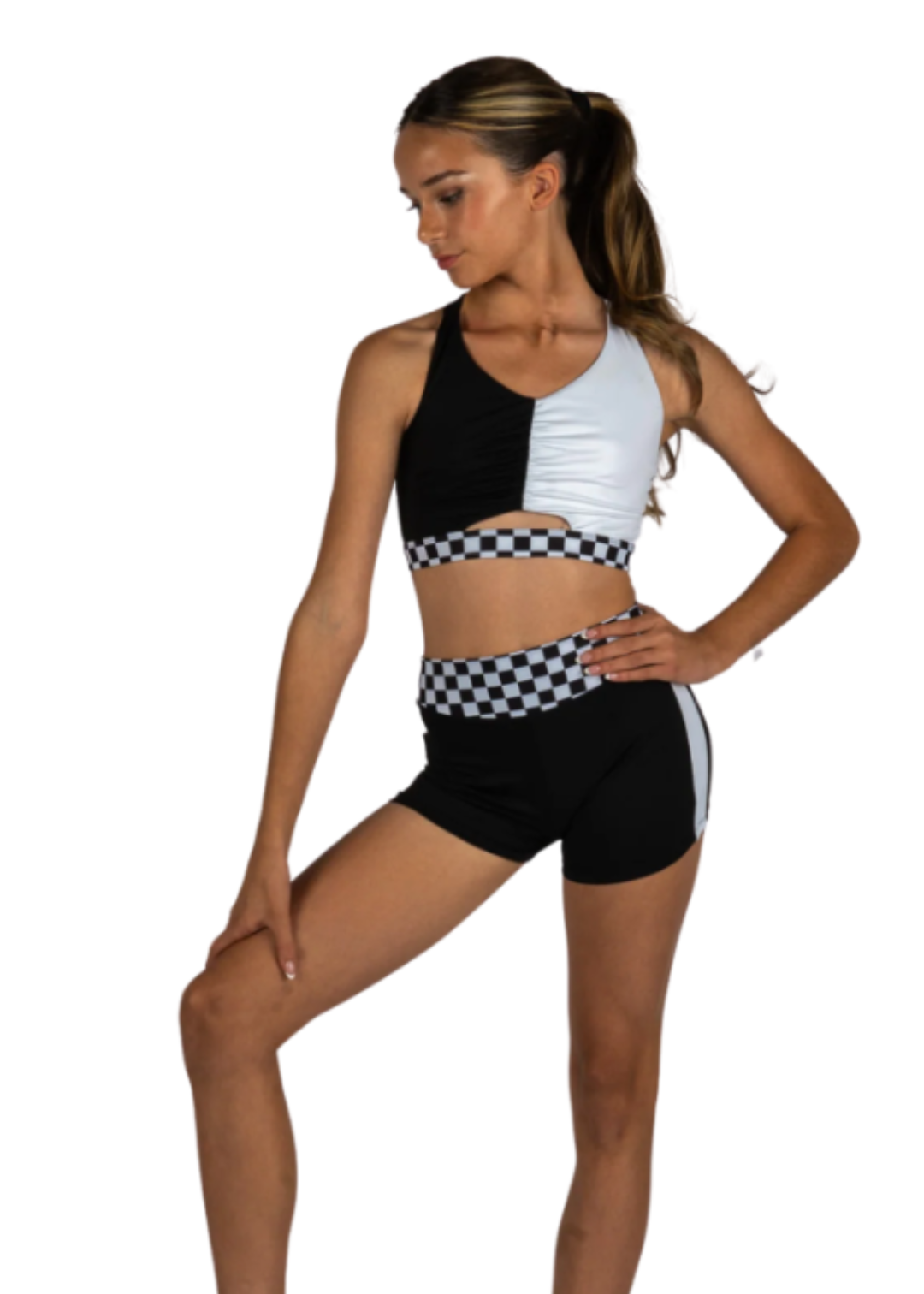Double Trouble Top Black & White front view