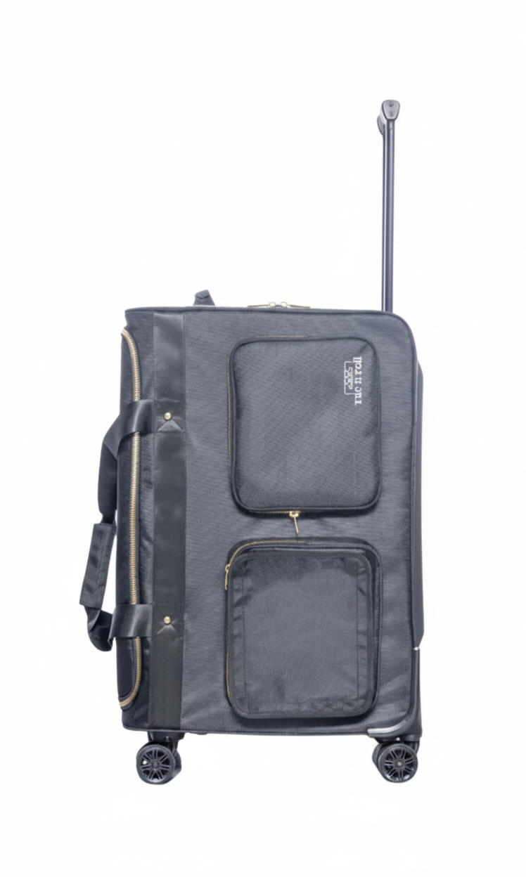 Medium Duffel with Built In Rack Black side view