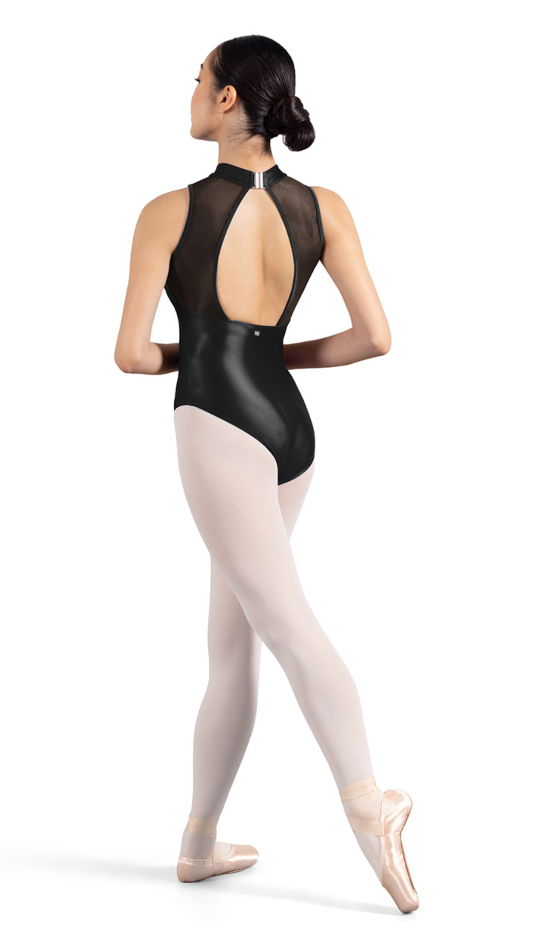 Mock Neck Tank Leotard Black back view