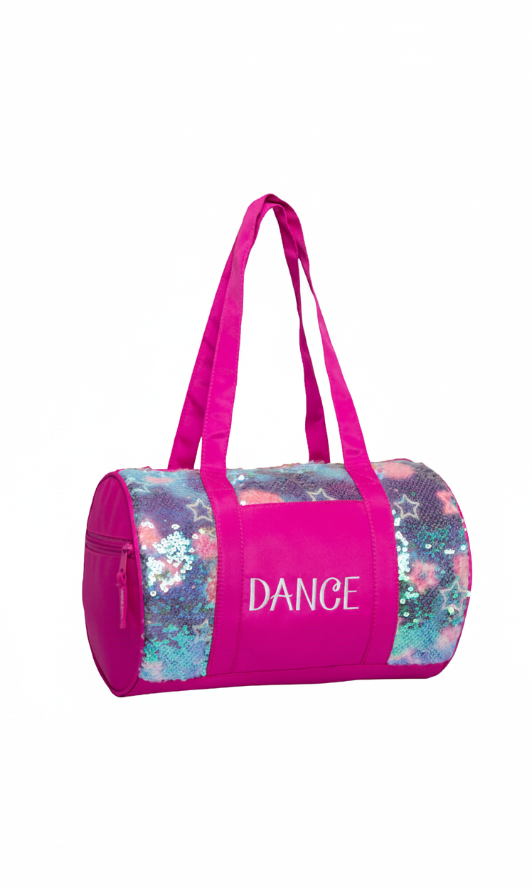 Comets & Stars Duffel Pink front view