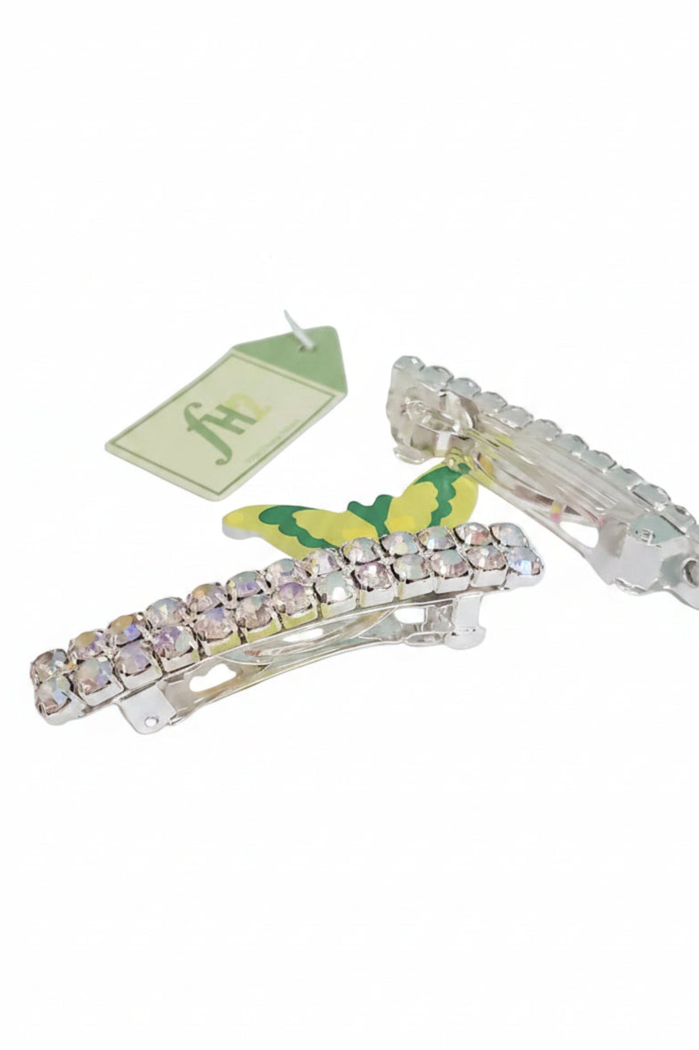 AB Crystal Hair Barrette Pair side and bottom view
