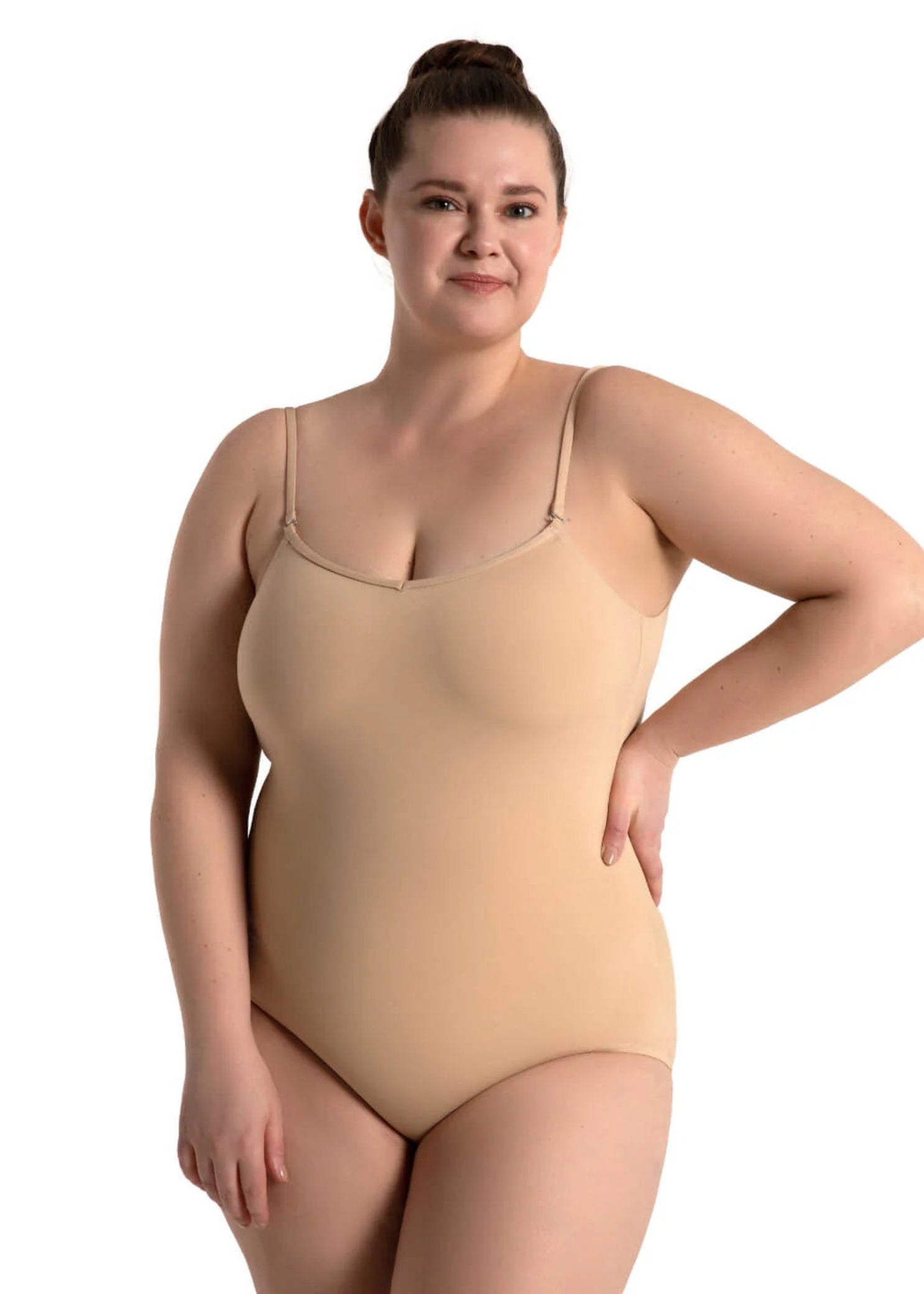 Adjustable Strap Cami Leotard Nude front view