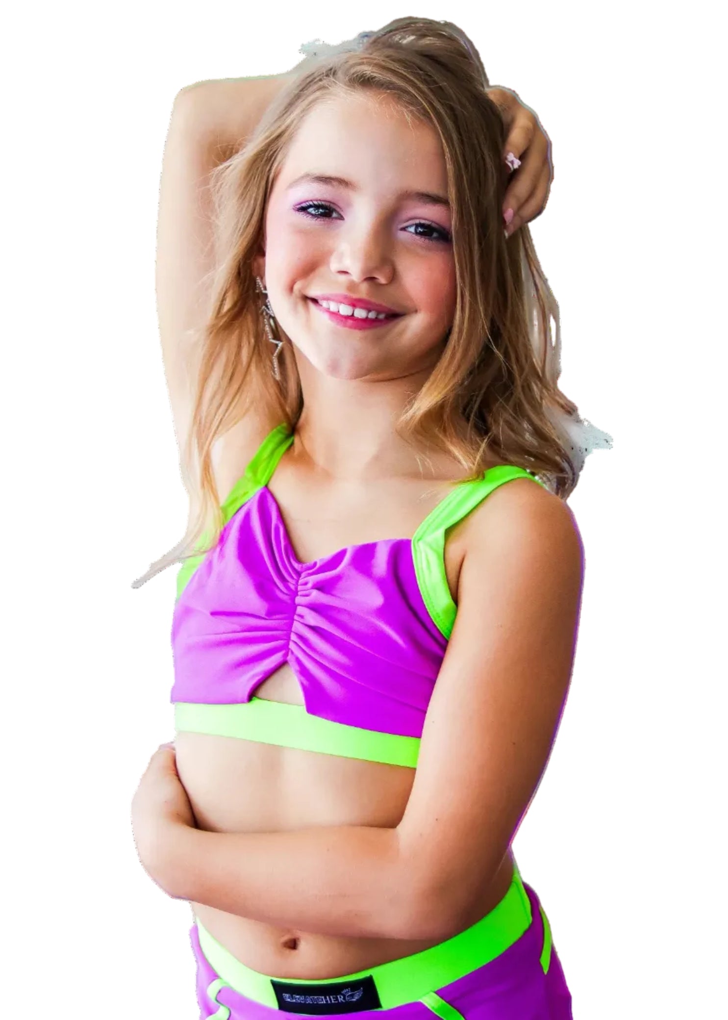 Backtalk Cami Top Green Purple front view