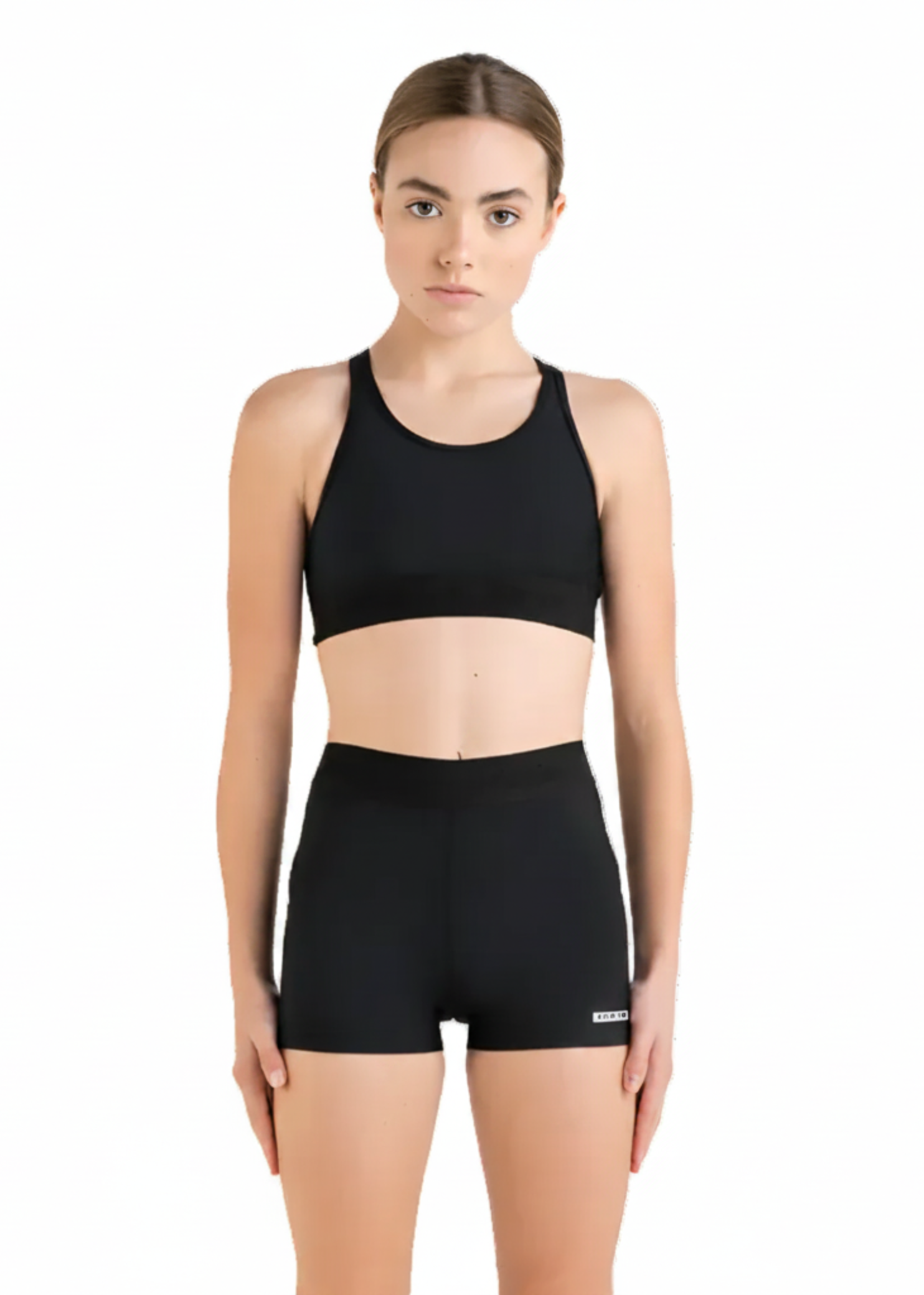 Base Crop Top Black front view
