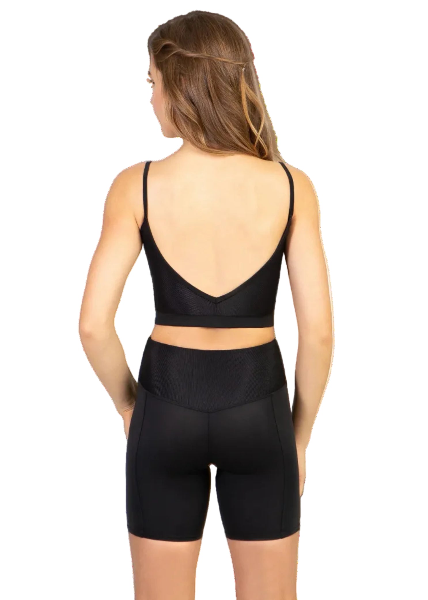 Balletcore Ribbed Waistband Bike Short Black back view