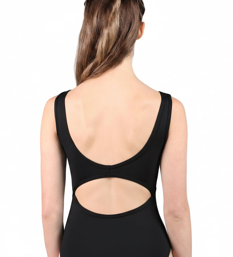 Bateau Neck Leotard Black back view