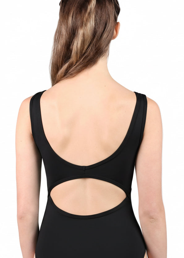 Bateau Neck Leotard Black back view
