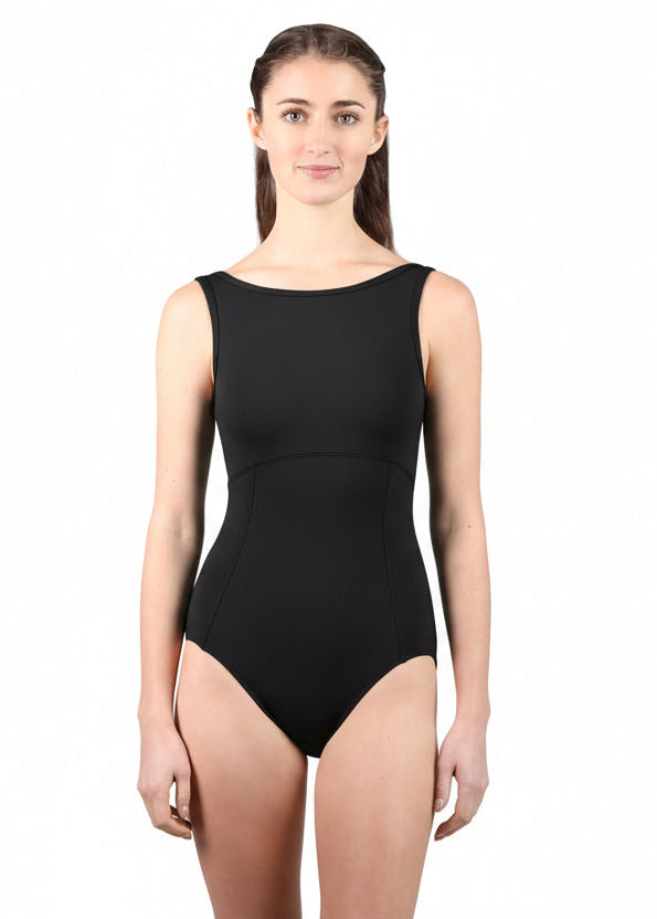 Bateau Neck Leotard Black front view