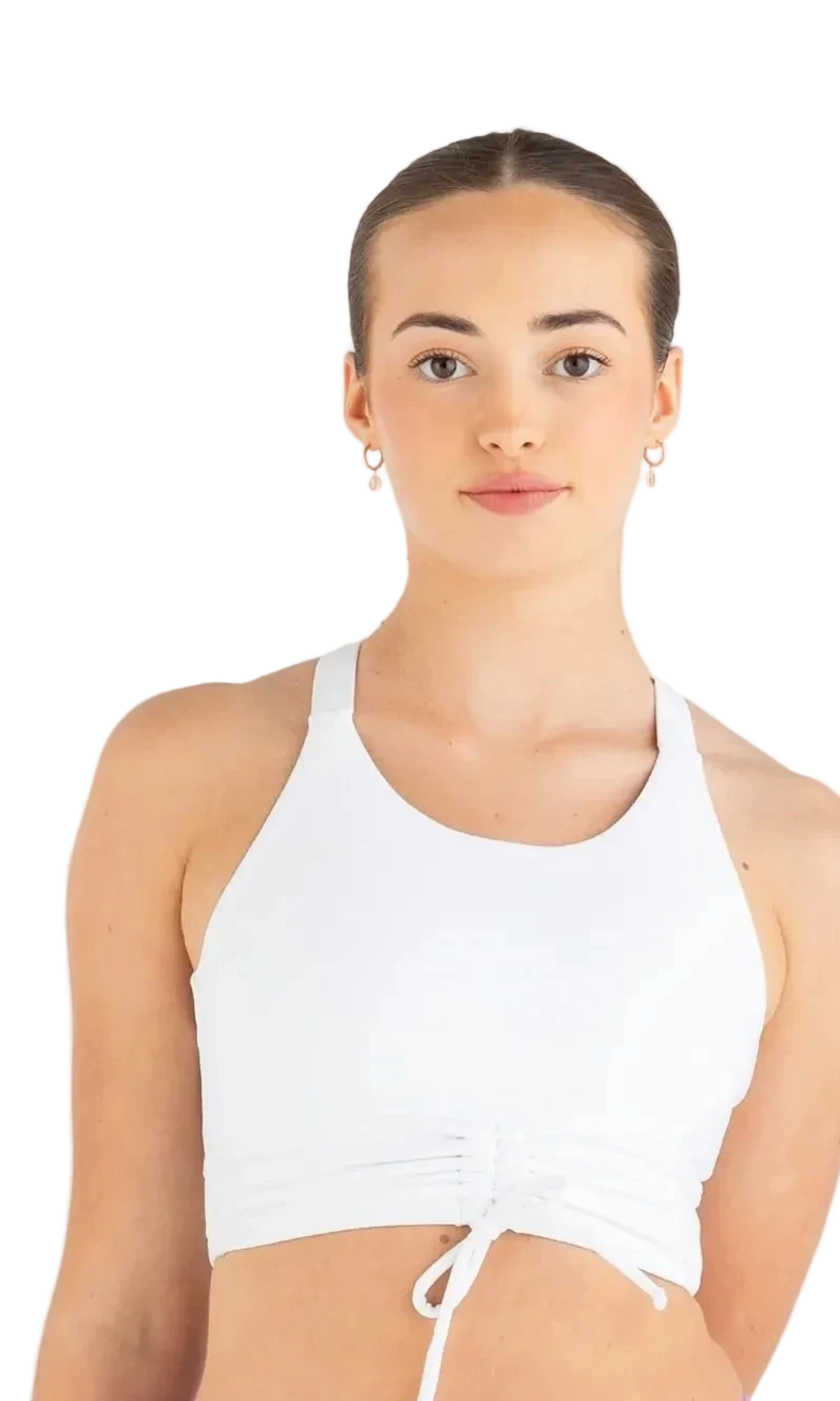 Breathe Deeply Cropped Singlet White front view