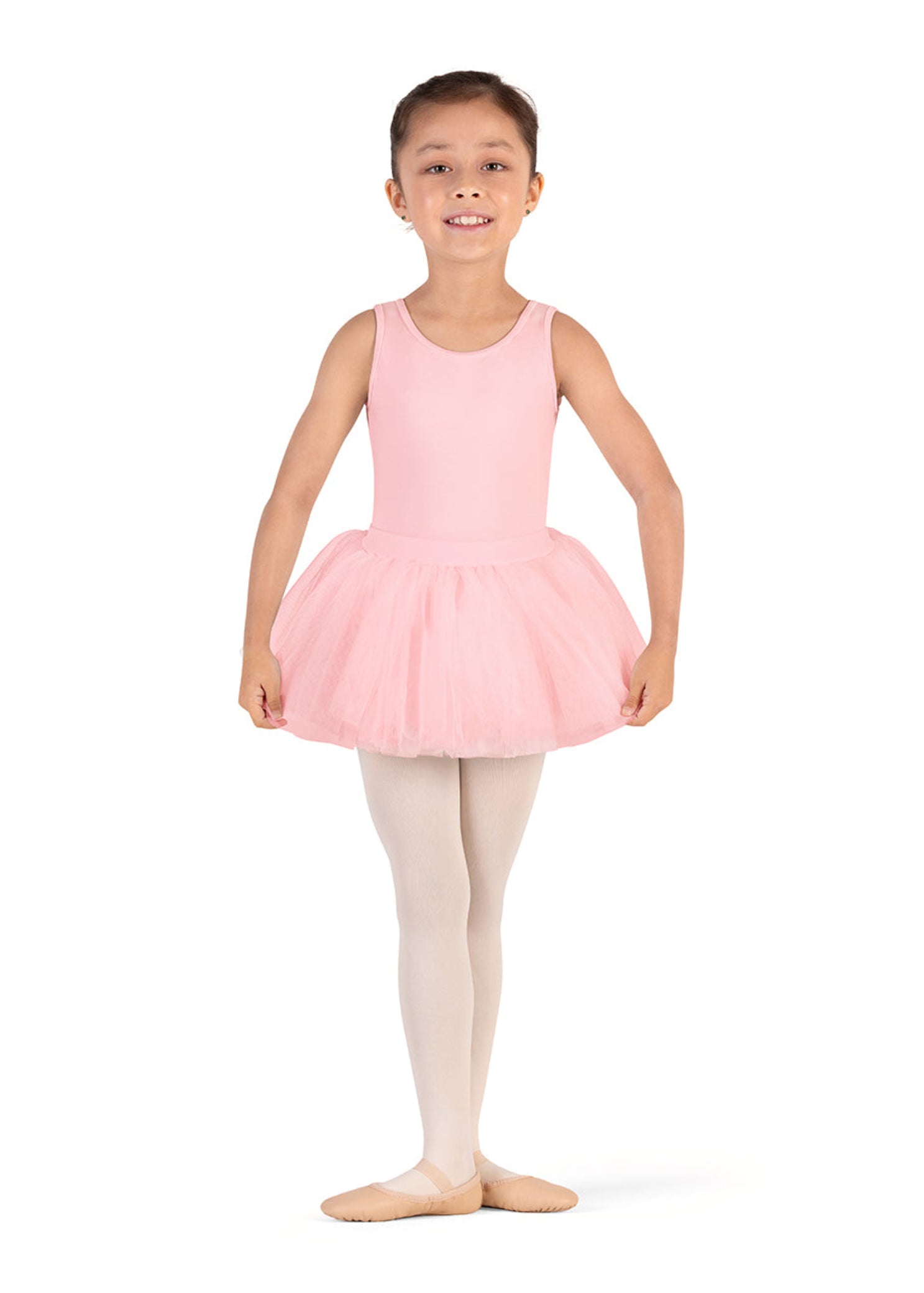 Weave Tank Tutu Dress Leotard Candy Pink front view