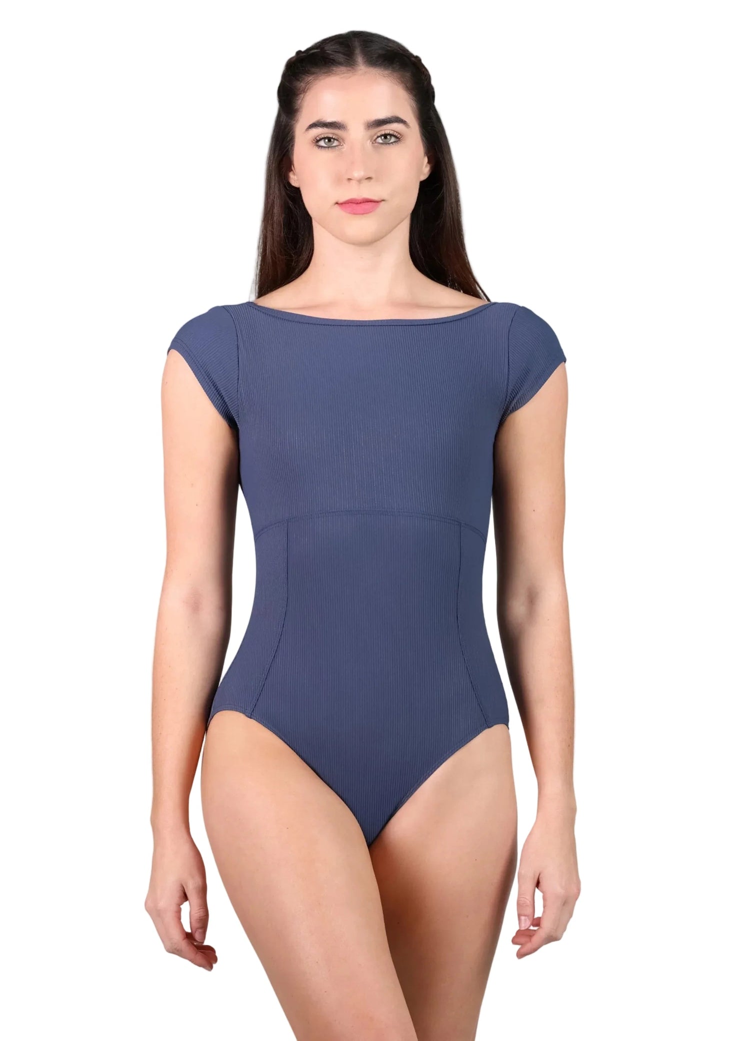 Cap Sleeve Leotard Navy front view