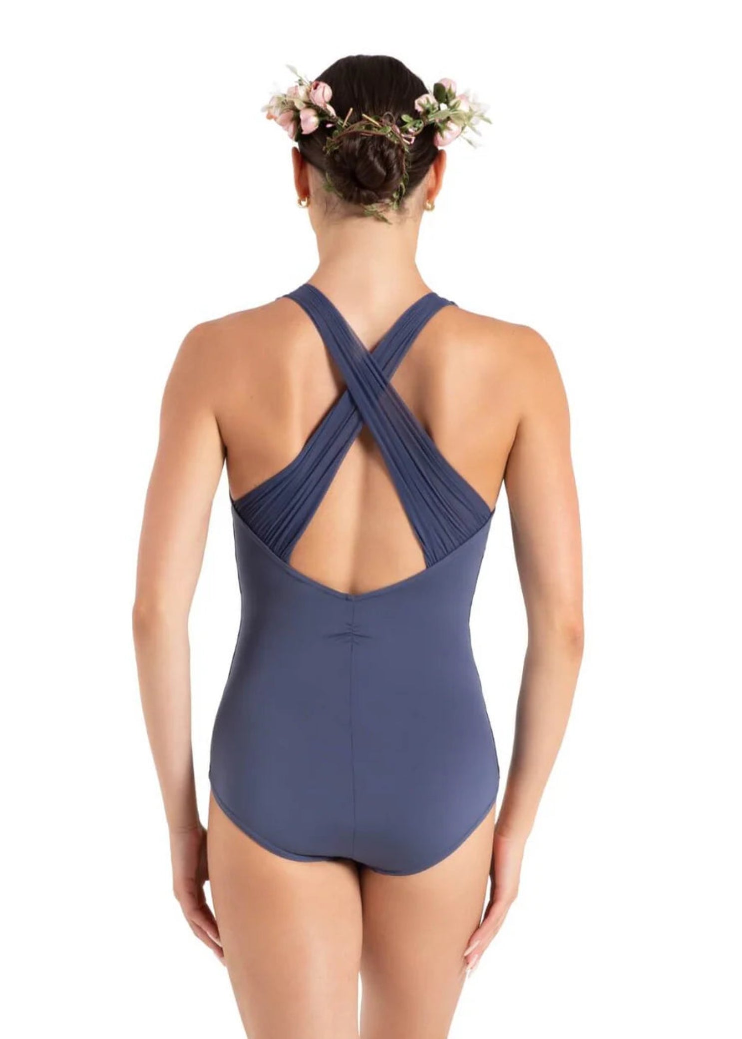 Chamomile Cross Back Leotard Crown Blue back view