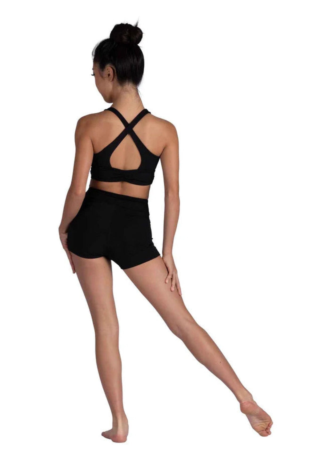 Cinched Halter Top Black back view