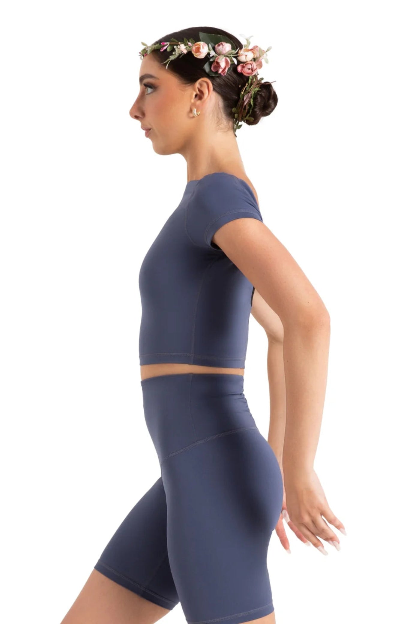 Clover Crop Top Crown Blue side view