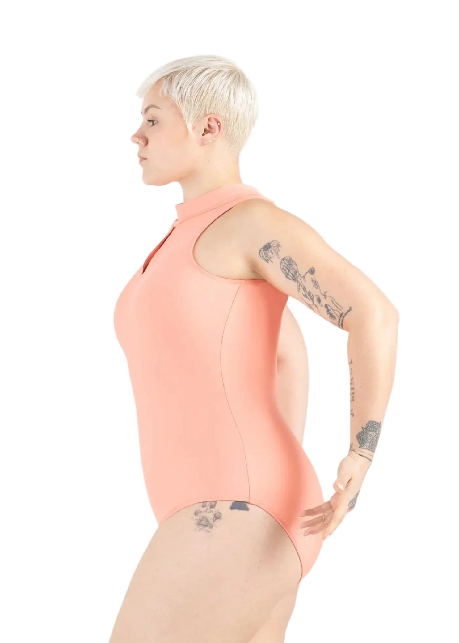 Vesper Leotard Apricot side view