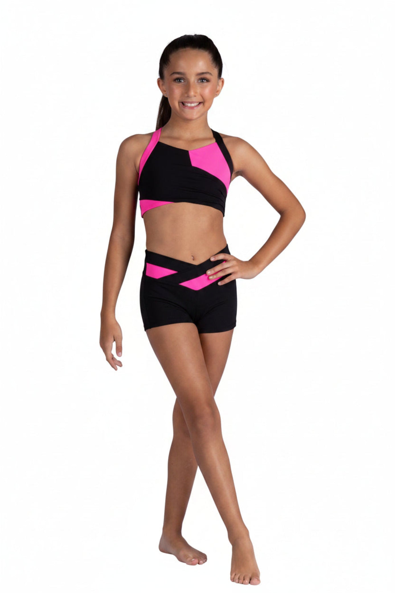 Color Block Short Black Neon Pink lifestyle view