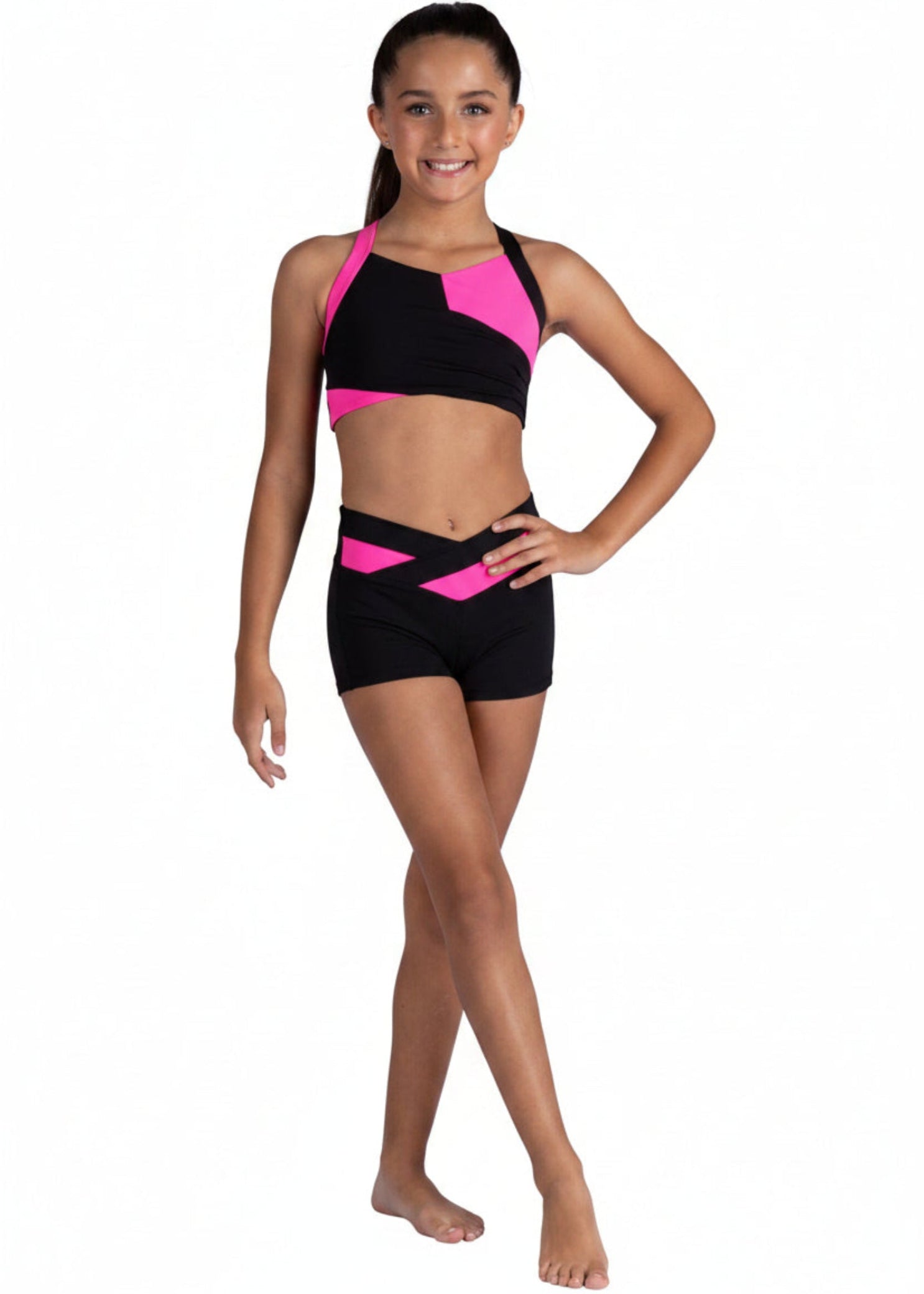 Color Block Short Black Neon Pink lifestyle view