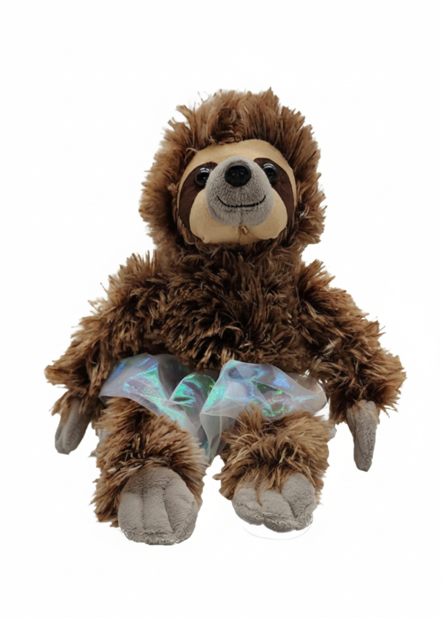 9-inch plush sloth with soft fabric and shimmery tutu