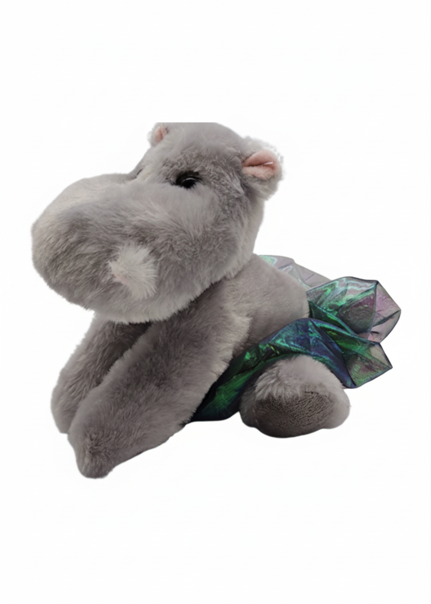 9-inch eco-friendly plush hippo made from recycled fabric with cute tusk and tail details