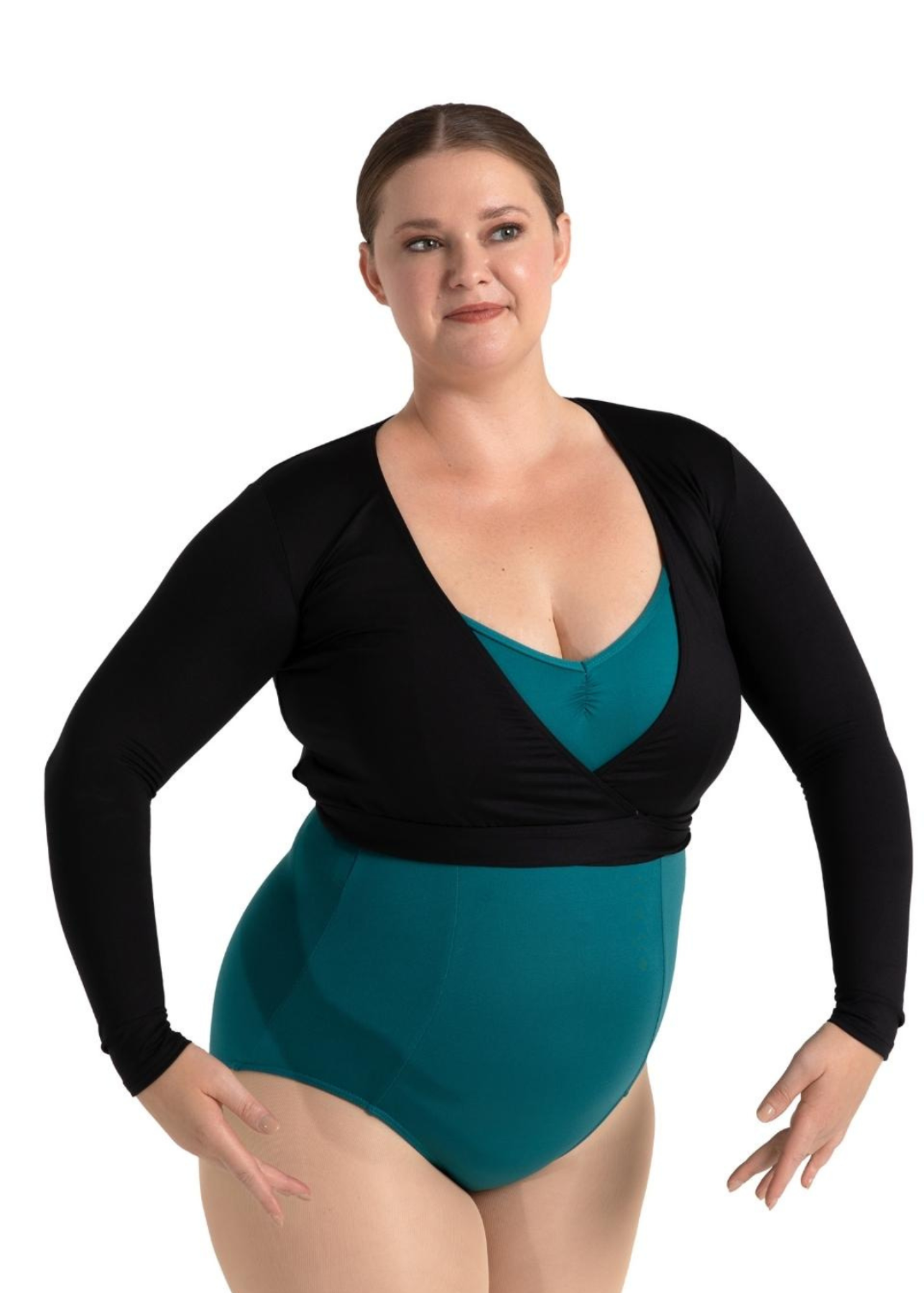 Warm Up Wrap Top Black front view