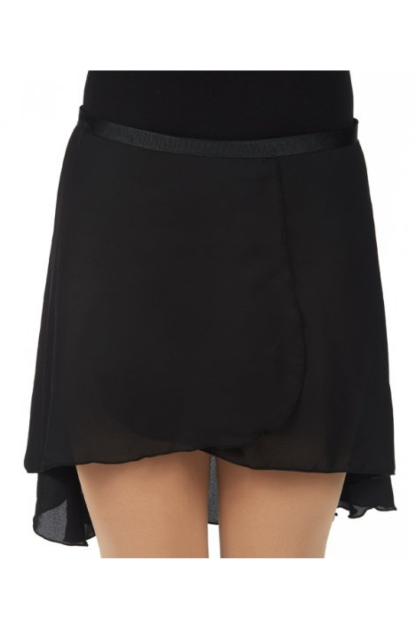 18" Georgette Wrap Skirt Black front view