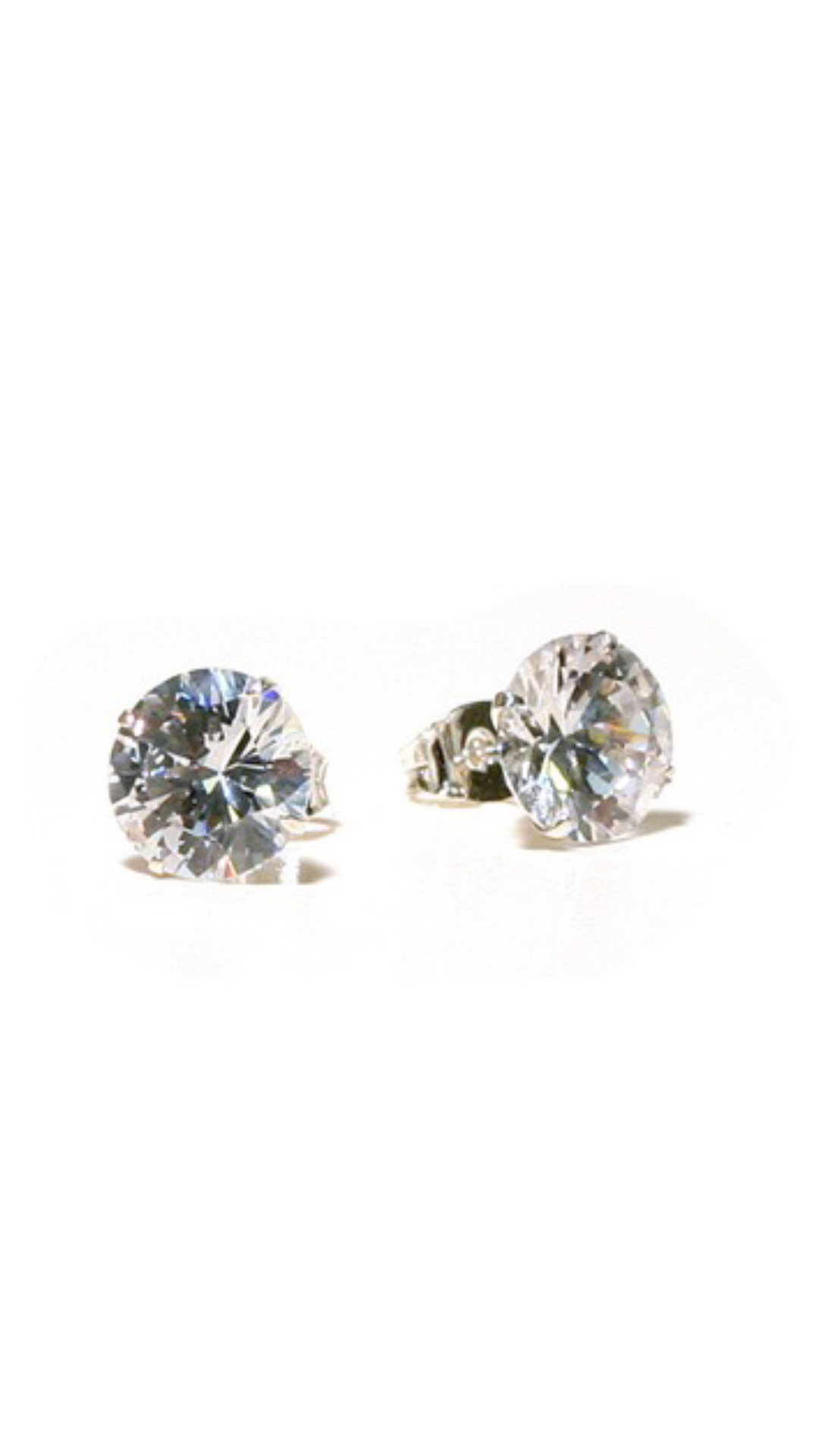 10mm CZ Stud Earrings close-up view