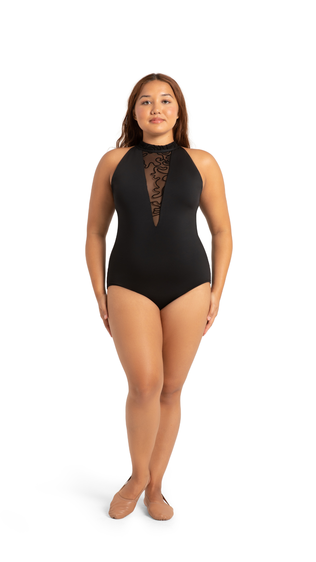 Danza High Neck Leotard Black front view