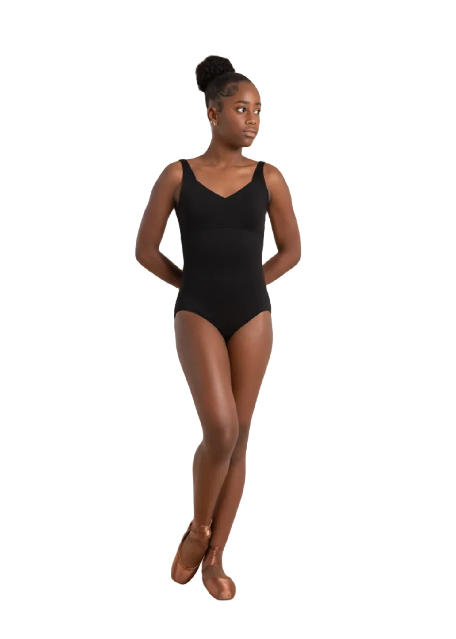 Étoile Wide Strap Leotard Black front view