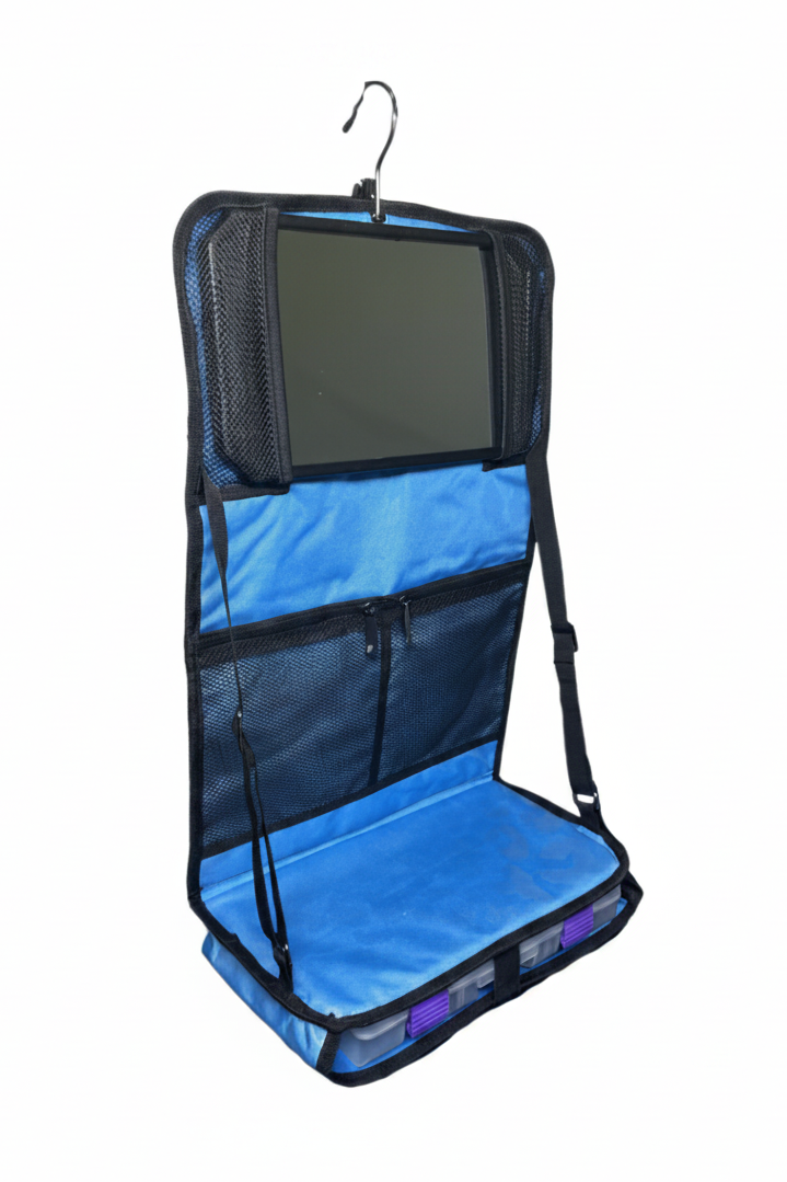 Attitude Hanging Accessory Case Leopard Blue front view